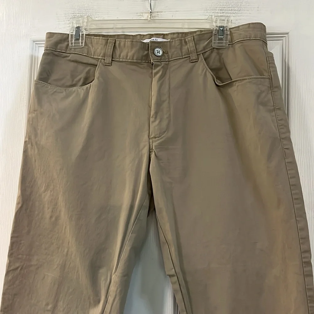 CALVIN KLEIN MENS COTTON SLIM FIT PANTS KHAKI TAN SIZE 32